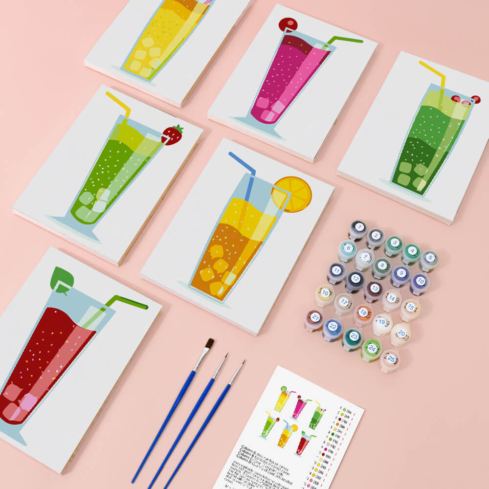 Zomercocktail 6 Stuks Mini Schilderen op Nummers