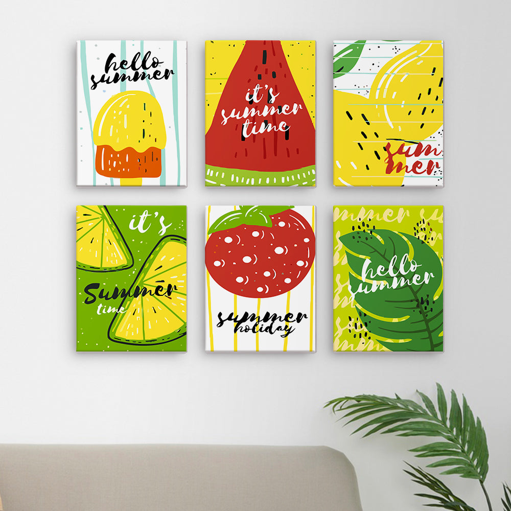 Zomerse Fruitijsjes 6 Stuks Mini Schilderen op Nummers