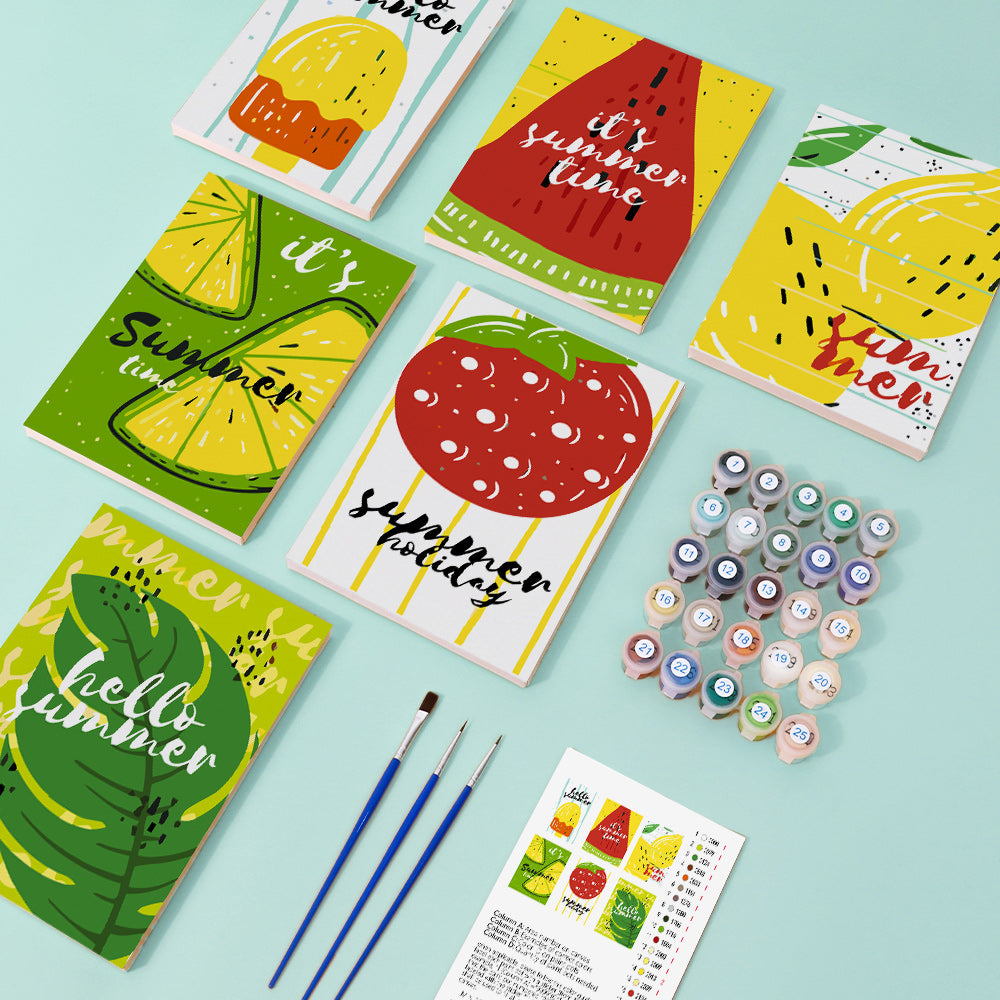 Zomerse Fruitijsjes 6 Stuks Mini Schilderen op Nummers