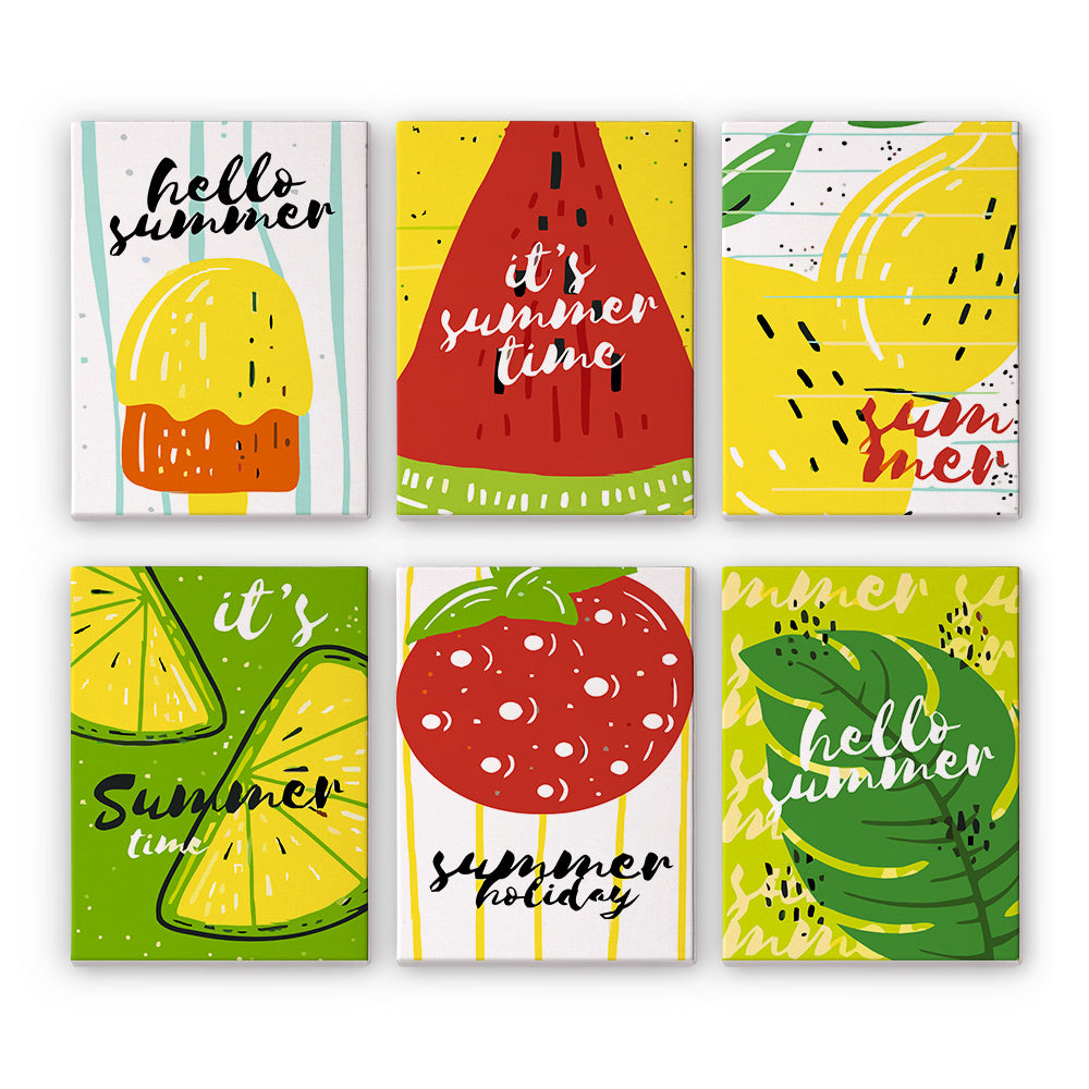 Zomerse Fruitijsjes 6 Stuks Mini Schilderen op Nummers