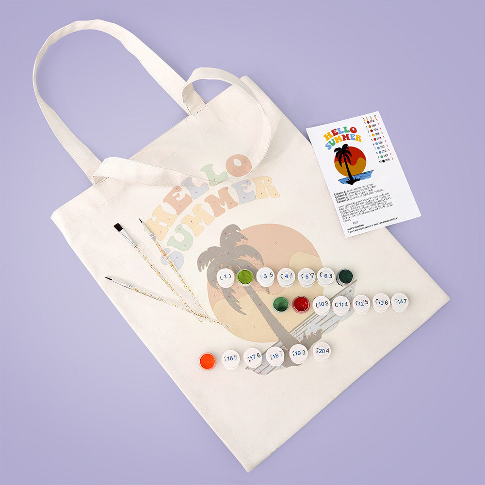 Zomerse Kust Zonsondergang Canvas Tote Bag Schilderen op Nummers