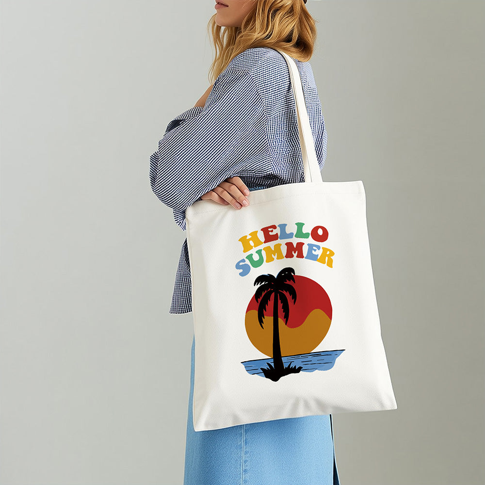 Zomerse Kust Zonsondergang Canvas Tote Bag Schilderen op Nummers