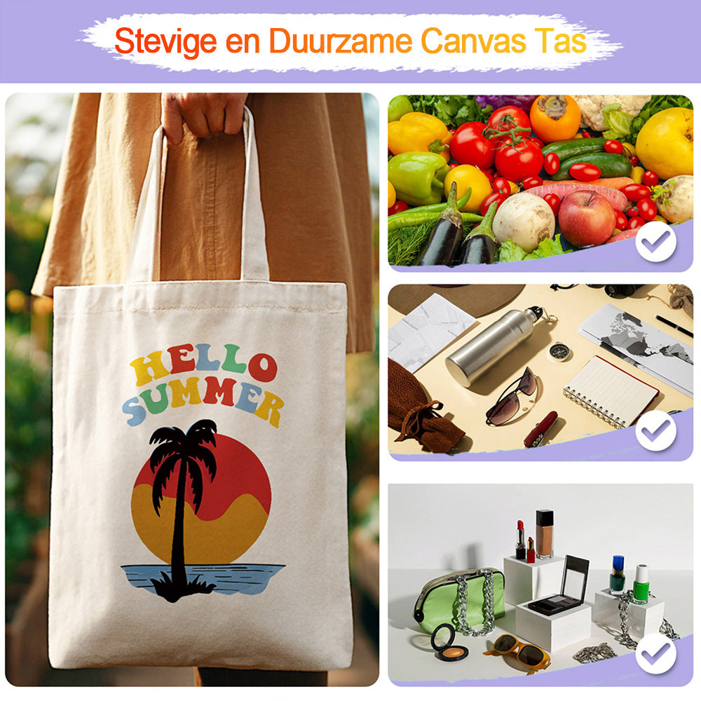 Zomerse Kust Zonsondergang Canvas Tote Bag Schilderen op Nummers