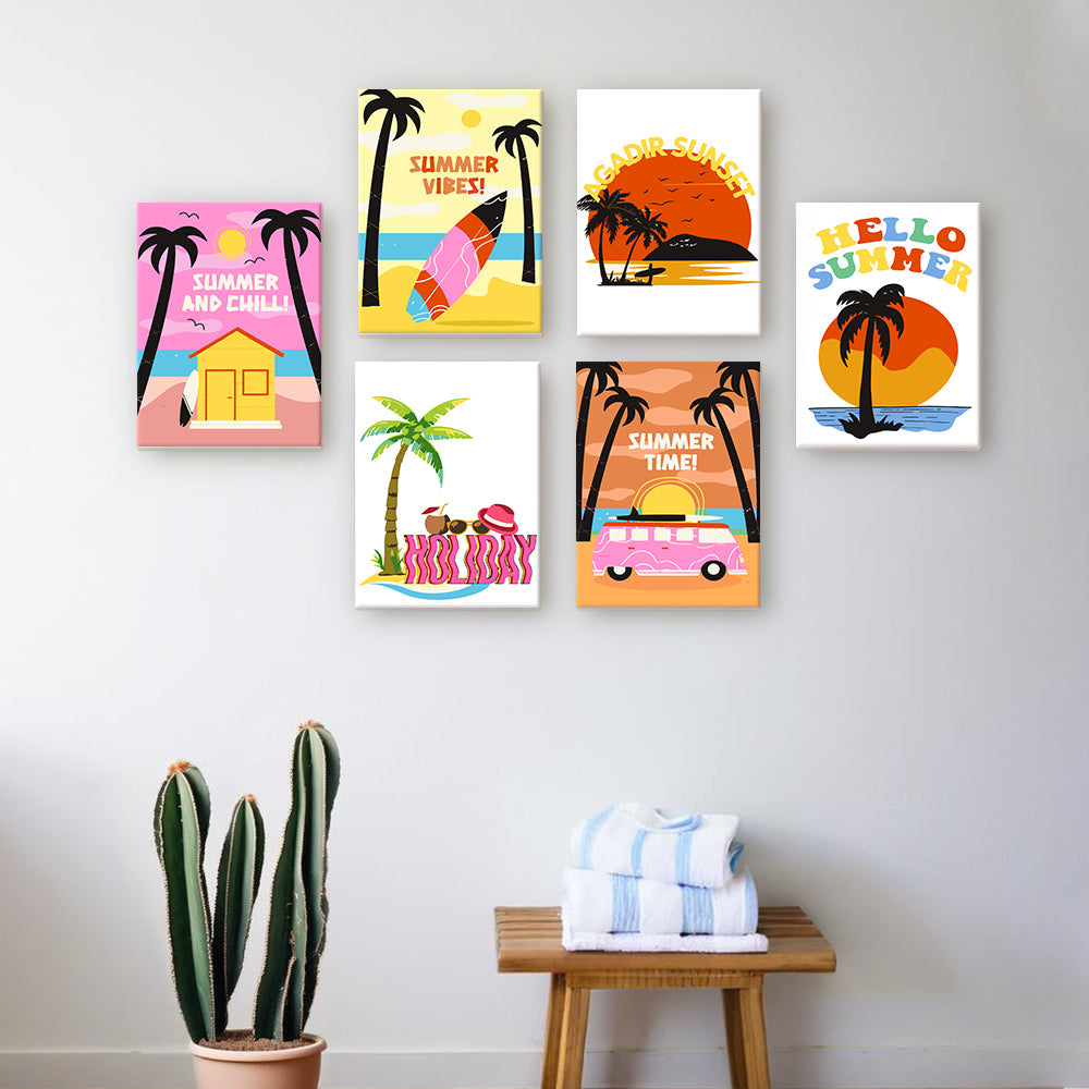 Zomertijd! 6 Stuks Mini Schilderen op Nummers