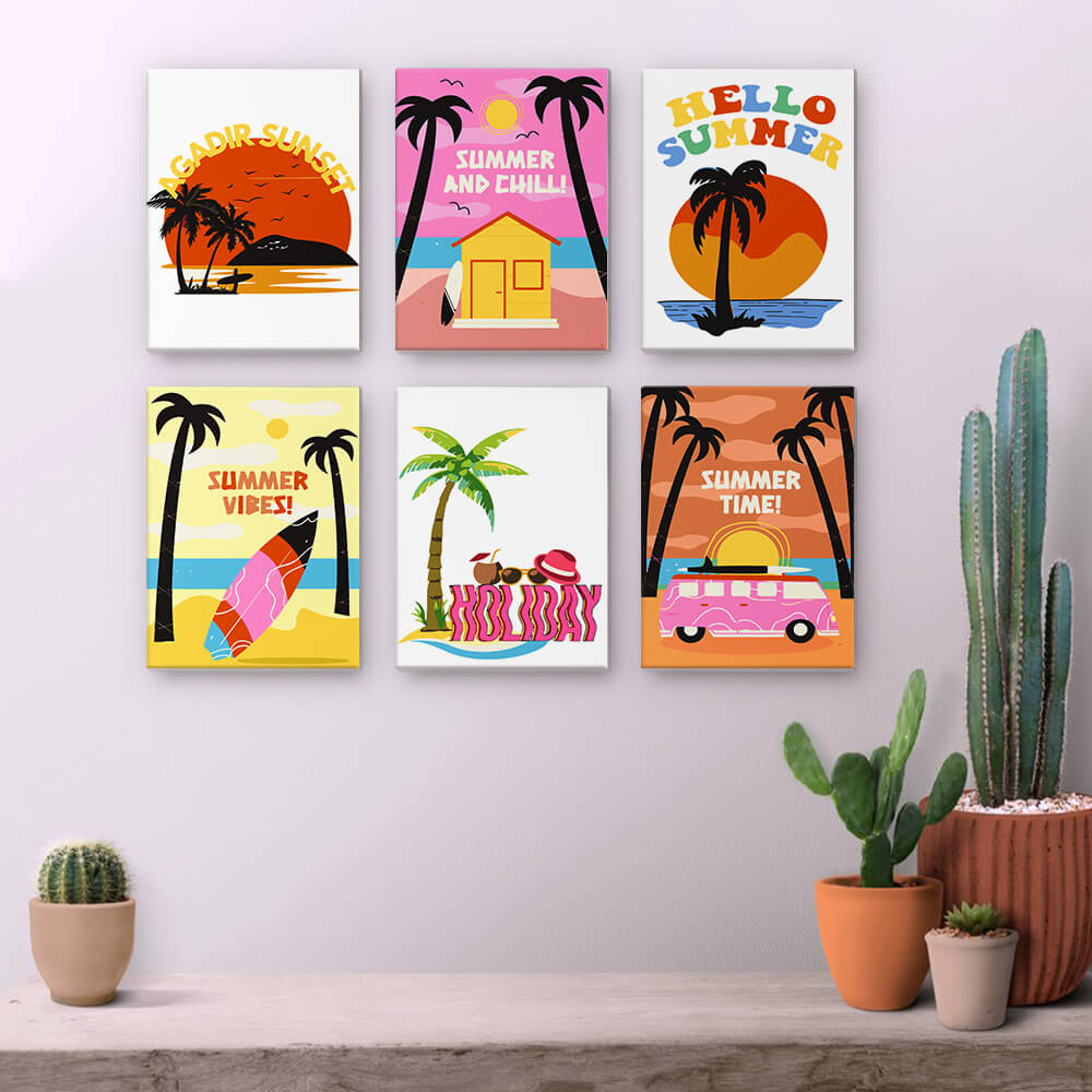 Zomertijd! 6 Stuks Mini Schilderen op Nummers