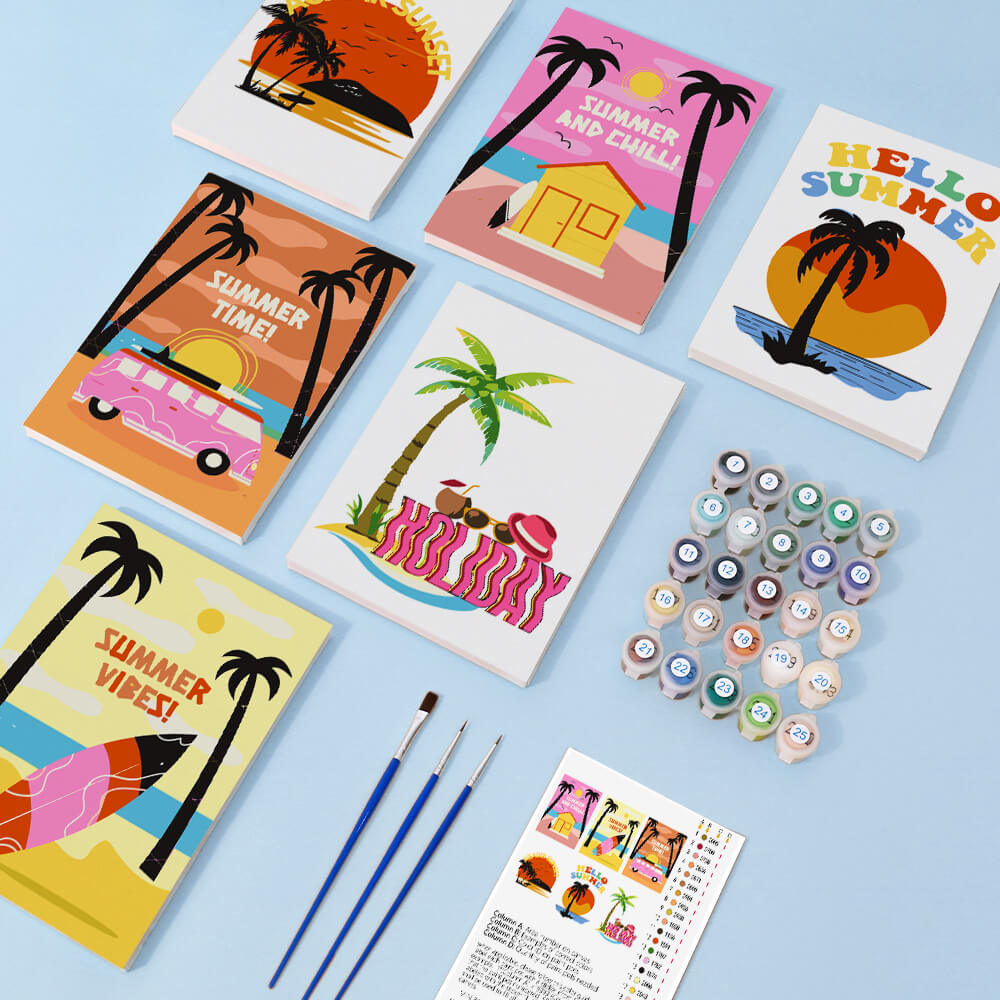 Zomertijd! 6 Stuks Mini Schilderen op Nummers