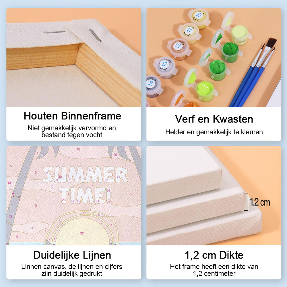 Zomertijd! 6 Stuks Mini Schilderen op Nummers