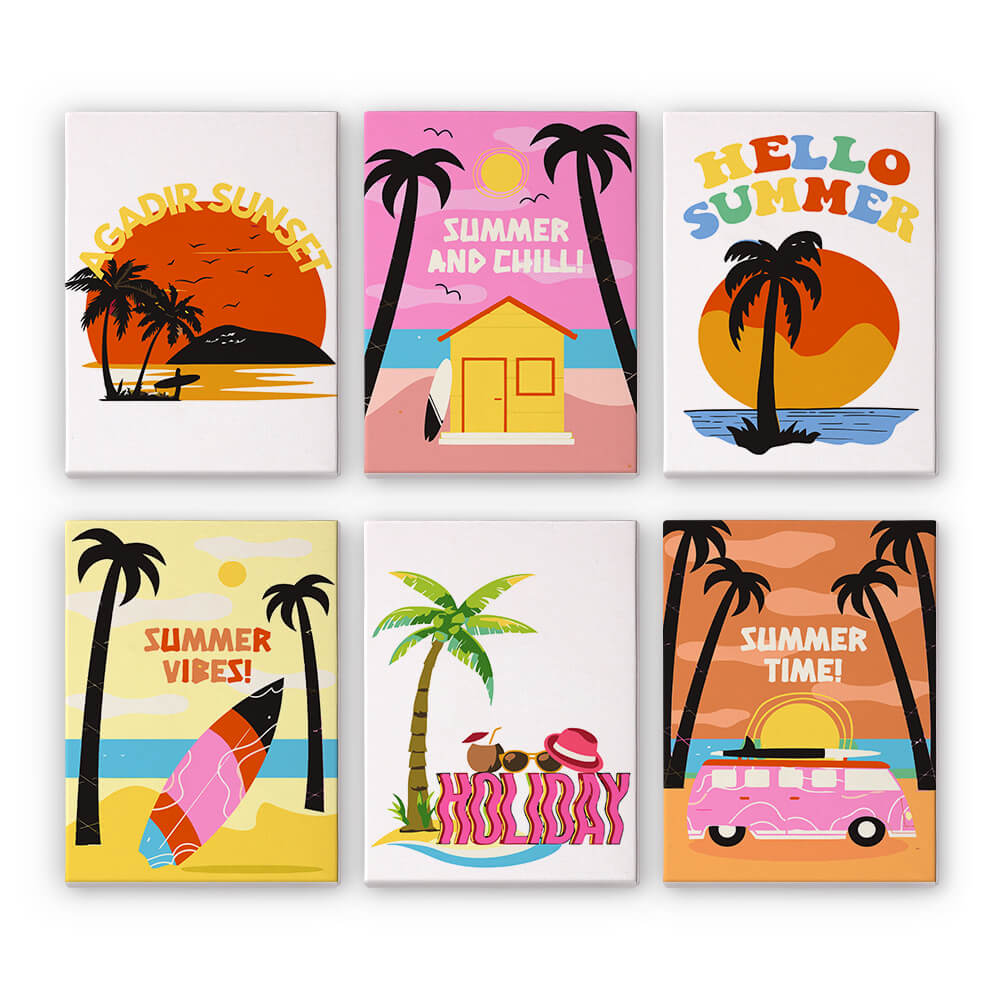 Zomertijd! 6 Stuks Mini Schilderen op Nummers