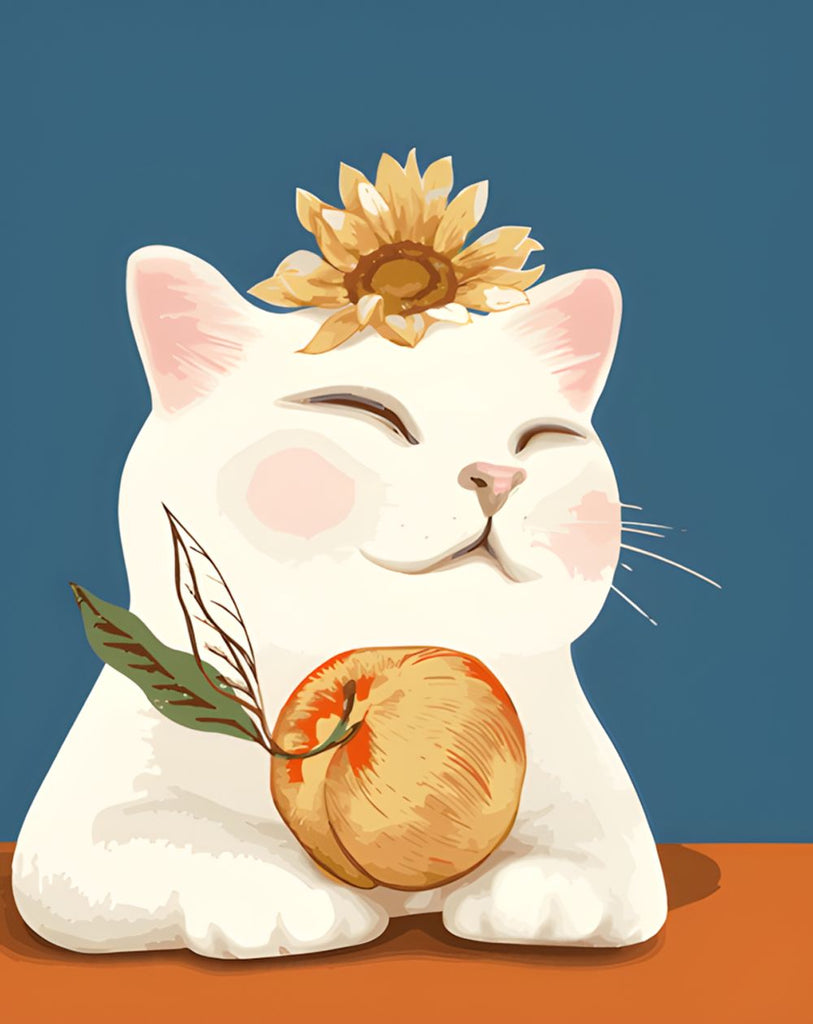 Zonnebloem Kat Perzik Schilderen op Nummers