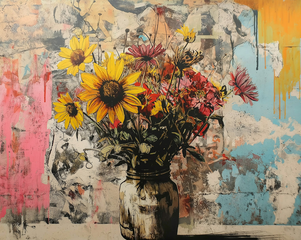 Zonnebloemen voor de Graffitimuur Schilderen op Nummers