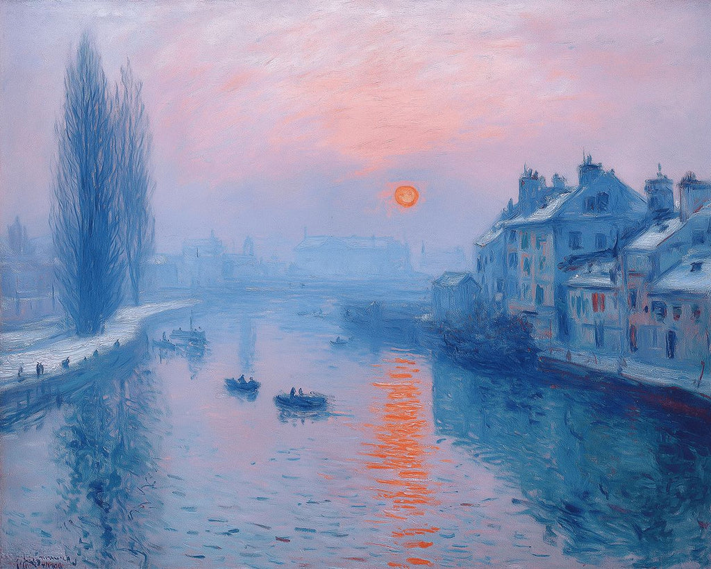Zonsopgang boven de Winterrivier Schilderen op Nummers