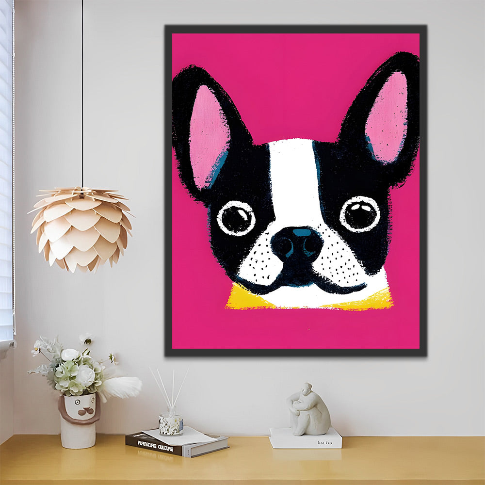 Zwarte Cartoon Bulldog Schilderen op Nummers