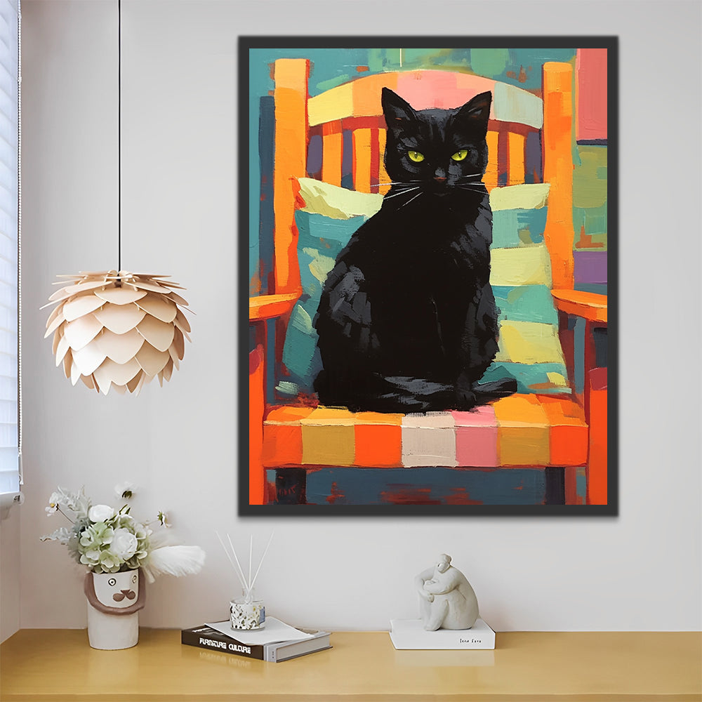 Zwarte Kat op een Stoel Schilderen op Nummers