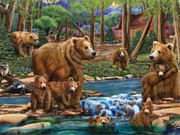 Animal Bear Paint By Numbers Canvas Wall Set PBNBEARW10