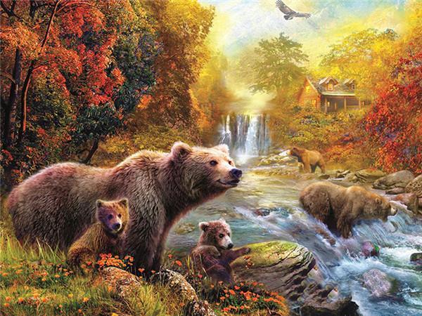 Animal Bear Paint By Numbers Canvas Wall Set PBNBEARW9