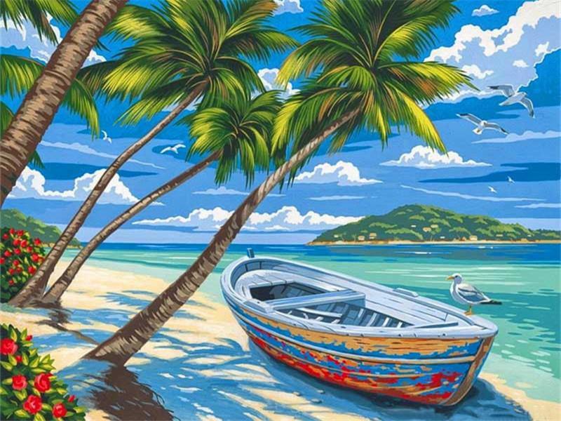 Landscape Boats Paint By Numbers Canvas Wall Set PBNBOAW27
