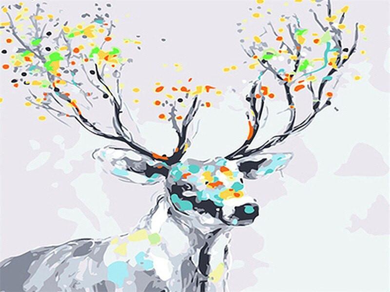 Animal Deer Paint By Numbers Canvas Wall Set PBNDEERW10