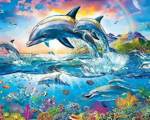 Zeedier Dolfijnen Schilderen op Nummers PBNDOW023