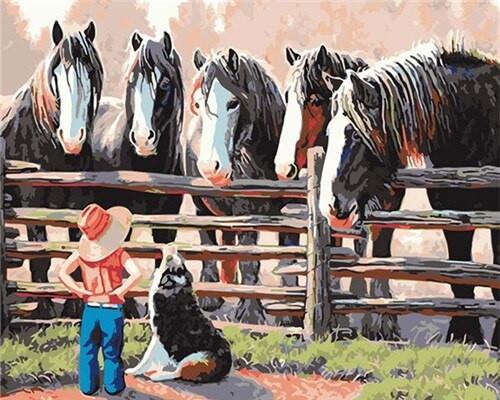 Animal Horse Paint By Numbers Canvas Wall Set PBNHOUW37