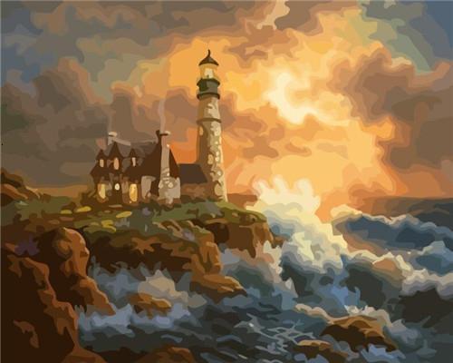 Landscape Lighthouse Paint By Numbers Canvas Wall Set PBNLIGW12