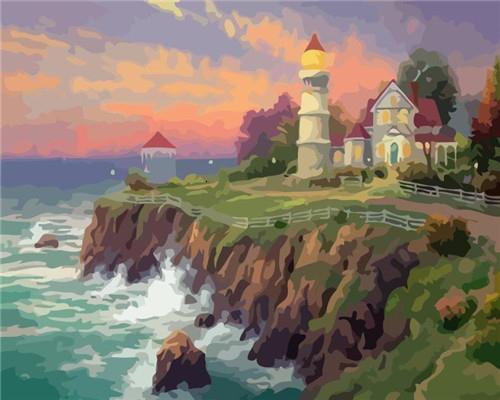 Landscape Lighthouse Paint By Numbers Canvas Wall Set PBNLIGW13