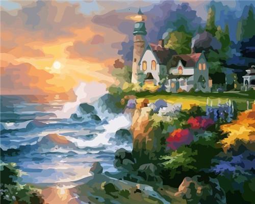 Landscape Lighthouse Paint By Numbers Canvas Wall Set PBNLIGW14