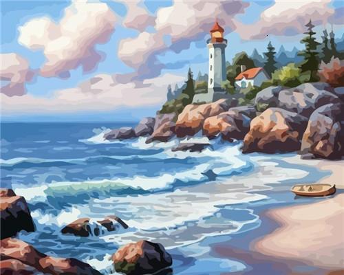 Landscape Lighthouse Paint By Numbers Canvas Wall Set PBNLIGW15