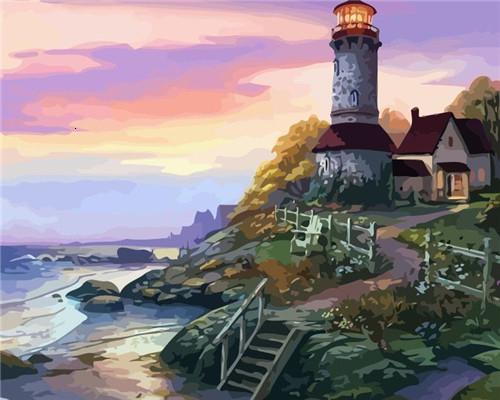 Landscape Lighthouse Paint By Numbers Canvas Wall Set PBNLIGW18