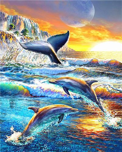 Marine Animal Paint By Numbers Canvas Wall Set PBNMARL16