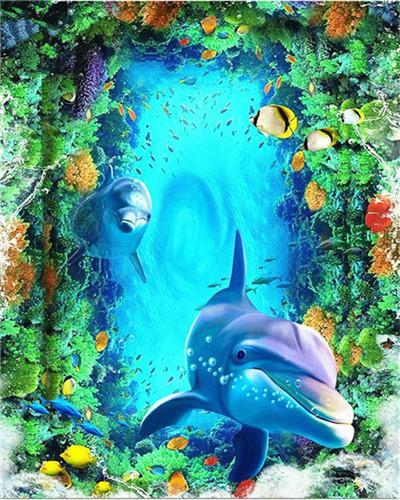 Marine Animal Paint By Numbers Canvas Wall Set PBNMARL8