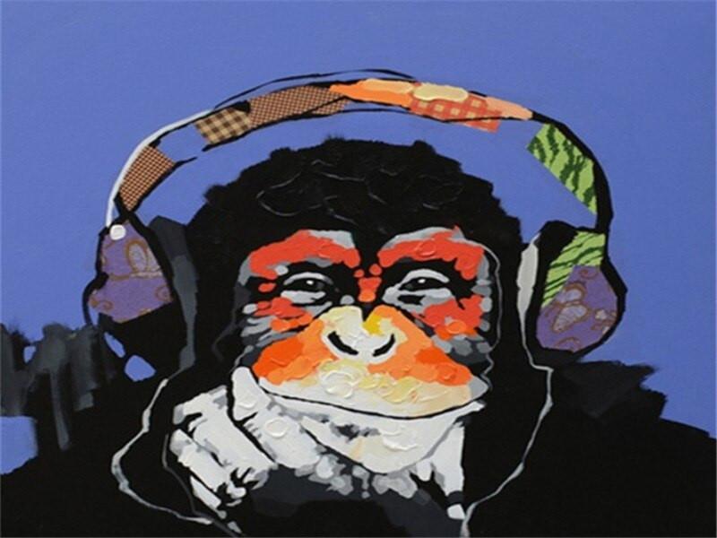 Animal Monkey By Numbers Canvas Wall Set PBNMONW13