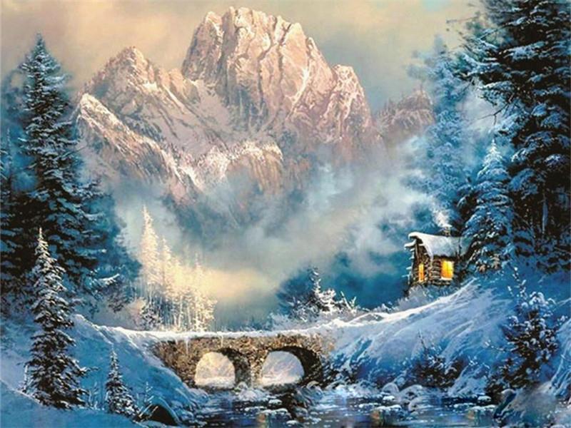 Landscape Snow Paint By Numbers Canvas Wall Set PBNSNOW10