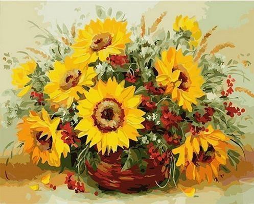 Plant Sunflower Paint By Numbers Canvas Wall Set PBNSUNW18