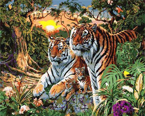 Animal Tiger Paint By Numbers Canvas Wall Set PBNTIGW13
