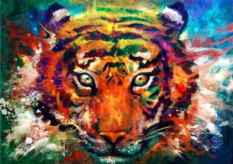 Animal Tiger Paint By Numbers Canvas Wall Set PBNTIGW27