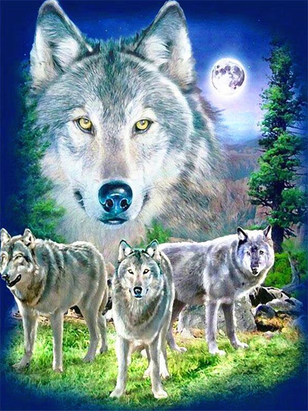 Animal Wolf Paint By Numbers Canvas Wall Set PBNWOLFL34