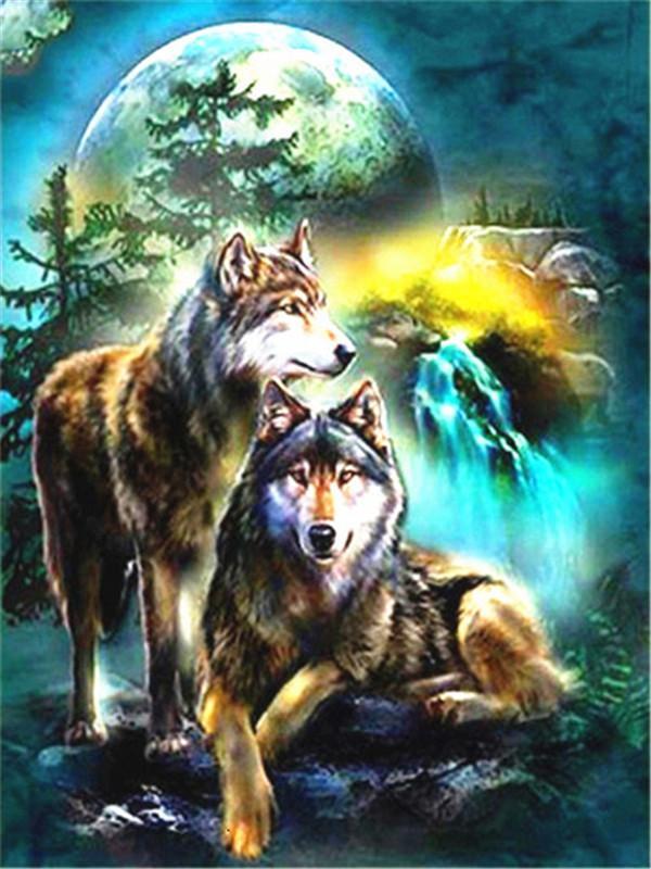 Animal Wolf Paint By Numbers Canvas Wall Set PBNWOLFL36