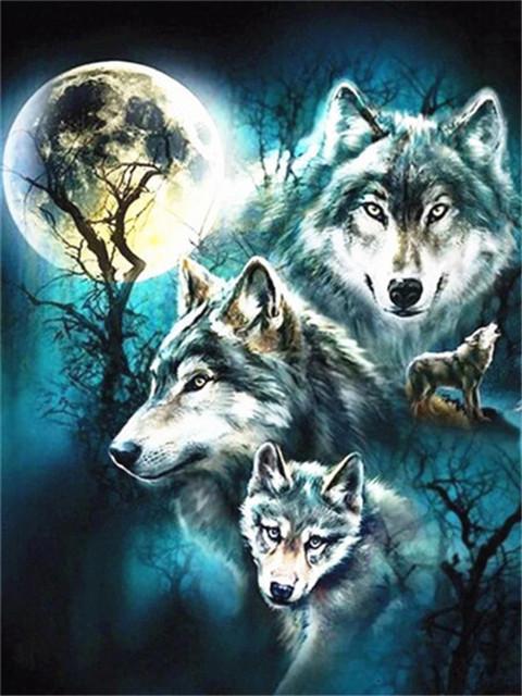 Animal Wolf Paint By Numbers Canvas Wall Set PBNWOLFL39