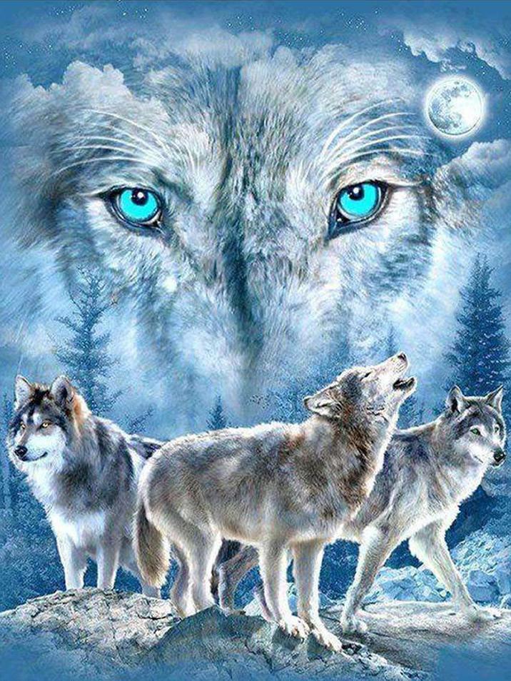 Animal Wolf Paint By Numbers Canvas Wall Set PBNWOLFL44