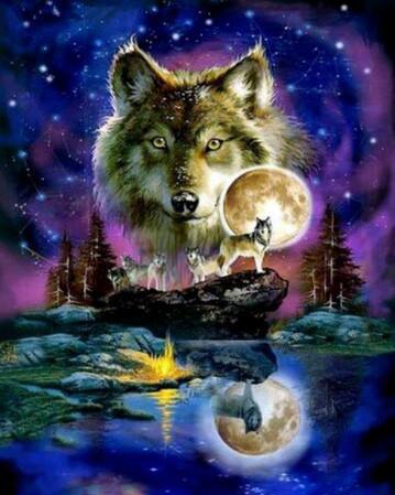 Animal Wolf Paint By Numbers Canvas Wall Set PBNWOLFL55