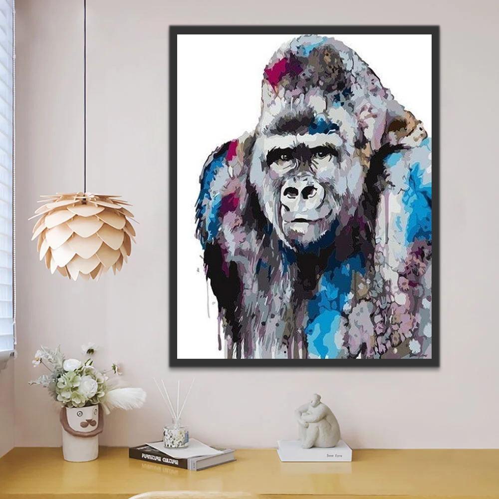 Abstract Chimpansee Schilderen op Nummers