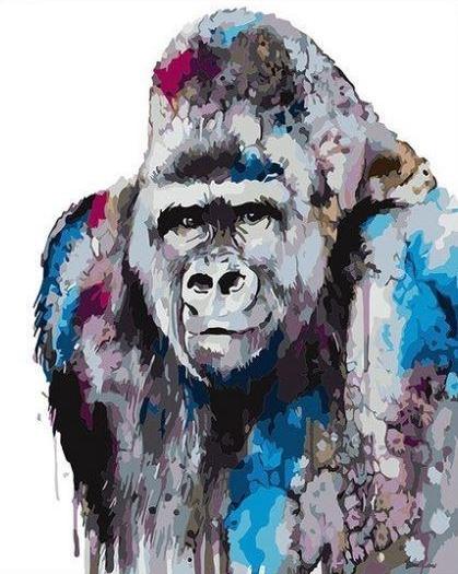 Abstract Chimpansee Schilderen op Nummers