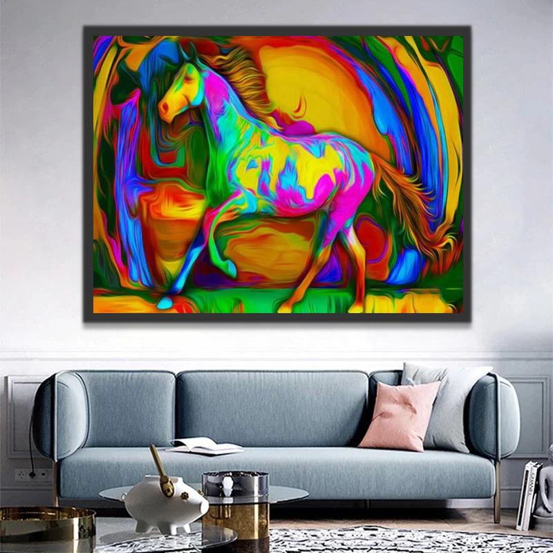 Abstract Gekleurd Paard Schilderen op Nummers