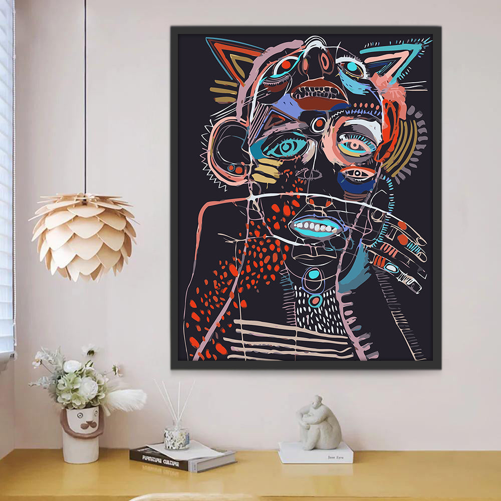 Abstract Geometrisch Gezicht Schilderen op Nummers