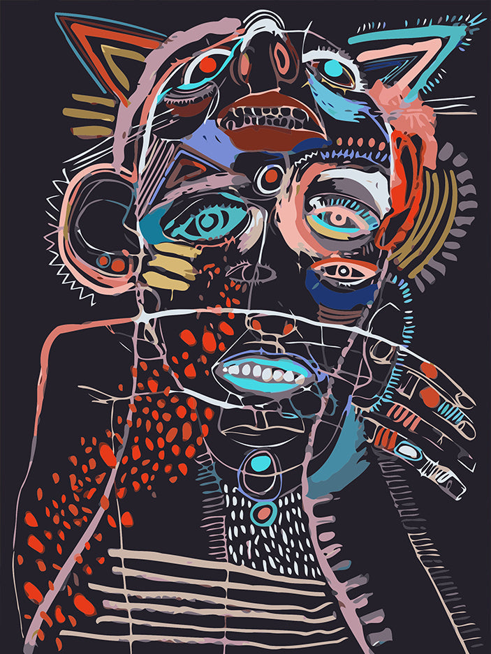 Abstract Geometrisch Gezicht Schilderen op Nummers