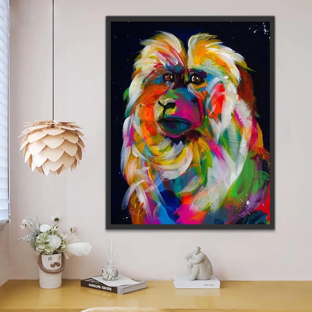 Abstract Kleurrijke Aap Schilderen op Nummers