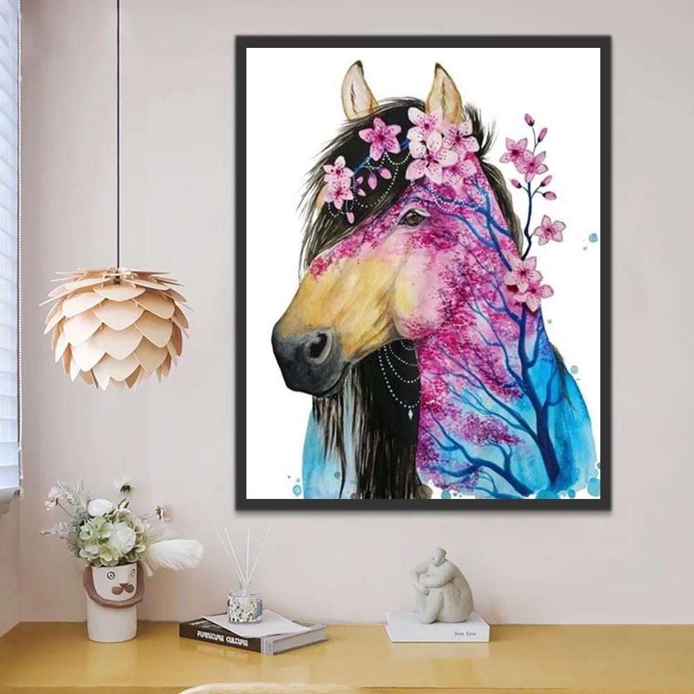 Abstract Paard en Boom Schilderen op Nummers