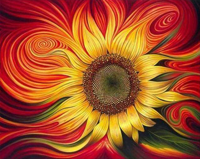 Abstract Schilderij van Zonnebloemen Schilderen op Nummers