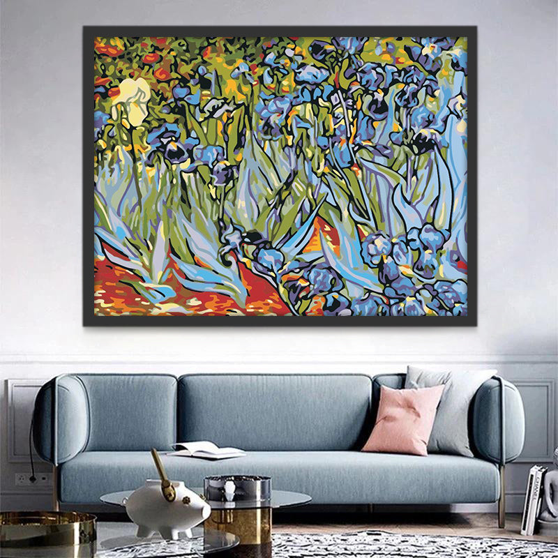 Abstracte Blauwe en Rode Bloemen Schilderen op Nummers