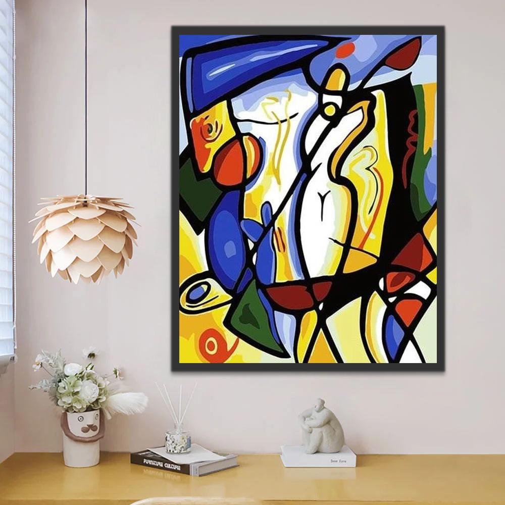 Abstracte Compositie in Felle Kleuren Schilderen op Nummers